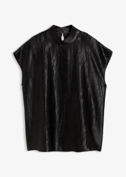 bonprix Shirts & Tops|Blusen & Tuniken^Satin Blusentop mit halbhohem Kragen schwarz