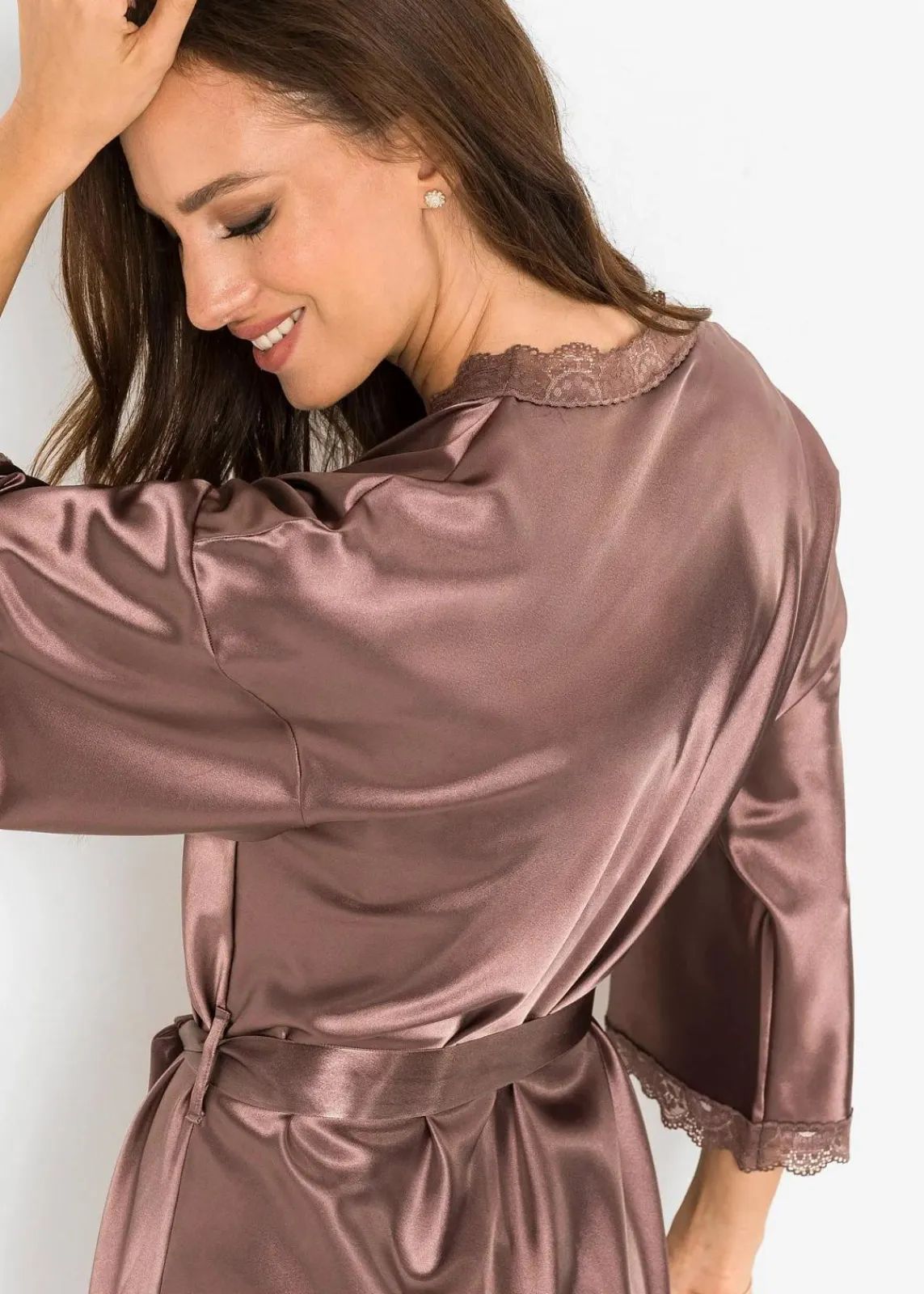 bonprix Wäsche·Dessous|Wäsche·Bademäntel^Satin Kimono taupe