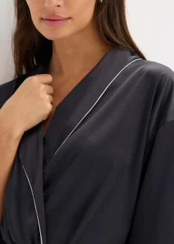 bonprix Wäsche·Dessous|Wäsche·Bademäntel^Satin Kimono mit Glanzeffekt schwarz
