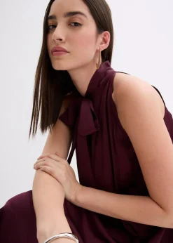 bonprix Bekleidung·Pullover & Strickjacken|Kleider^Satin Midikleid aus Viskose-Mix weinrot