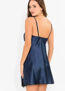 bonprix Wäsche·Erotikwäsche|Wäsche·Nachtwäsche^Satin Negligé dunkelblau