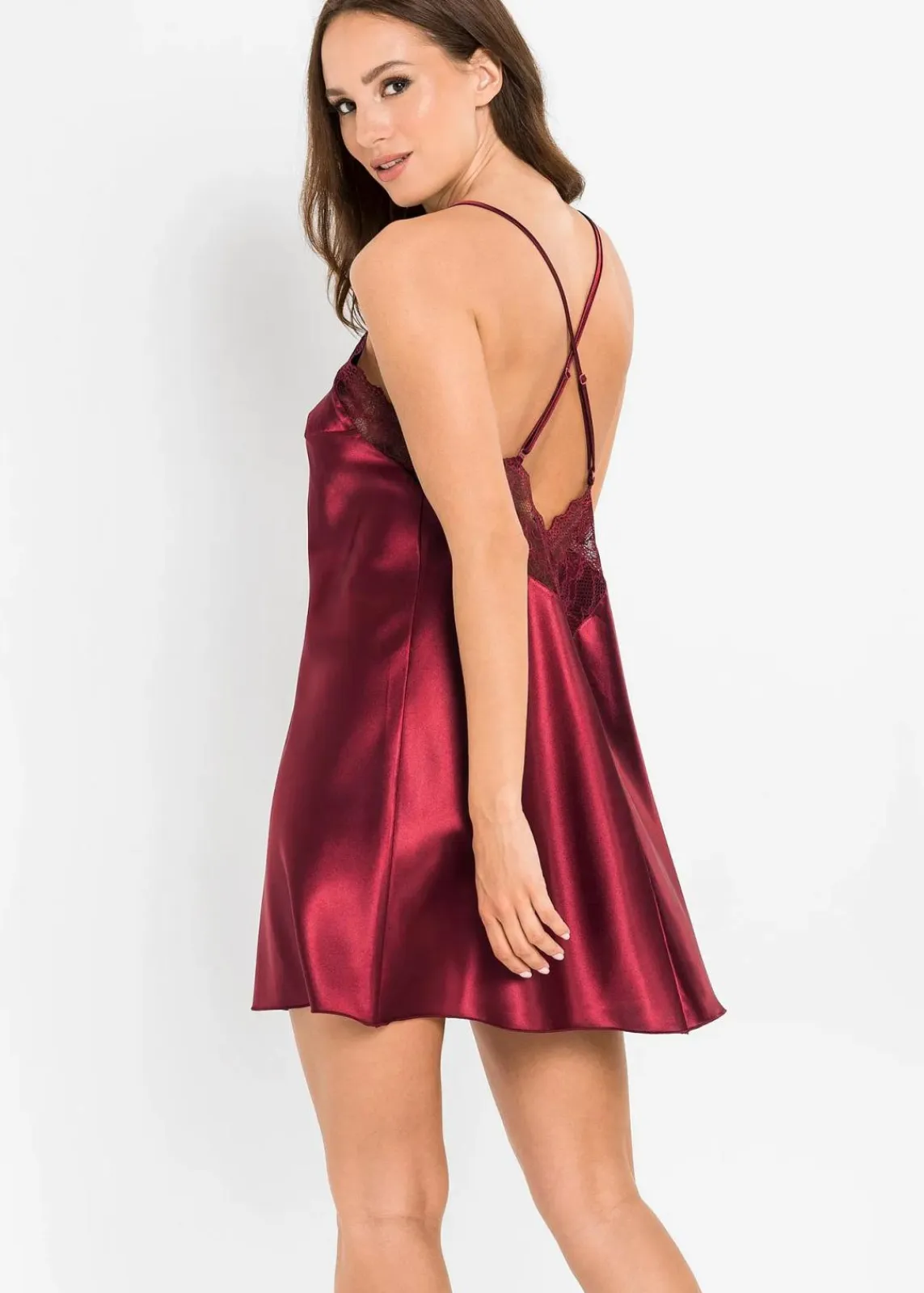 bonprix Wäsche·Corsagen & Negligés|Wäsche·Dessous^Satin Negligé dunkelrot