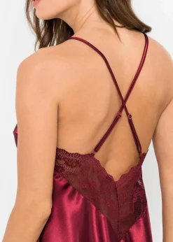 bonprix Wäsche·Corsagen & Negligés|Wäsche·Dessous^Satin Negligé dunkelrot