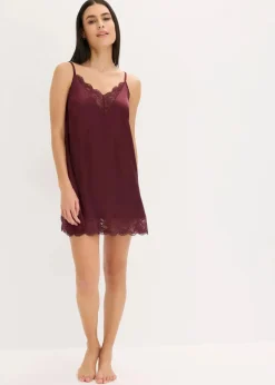 bonprix Wäsche·Corsagen & Negligés|Wäsche·Dessous^Satin Negligé mit Glanzeffekt weinrot