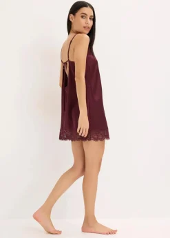 bonprix Wäsche·Corsagen & Negligés|Wäsche·Dessous^Satin Negligé mit Glanzeffekt weinrot