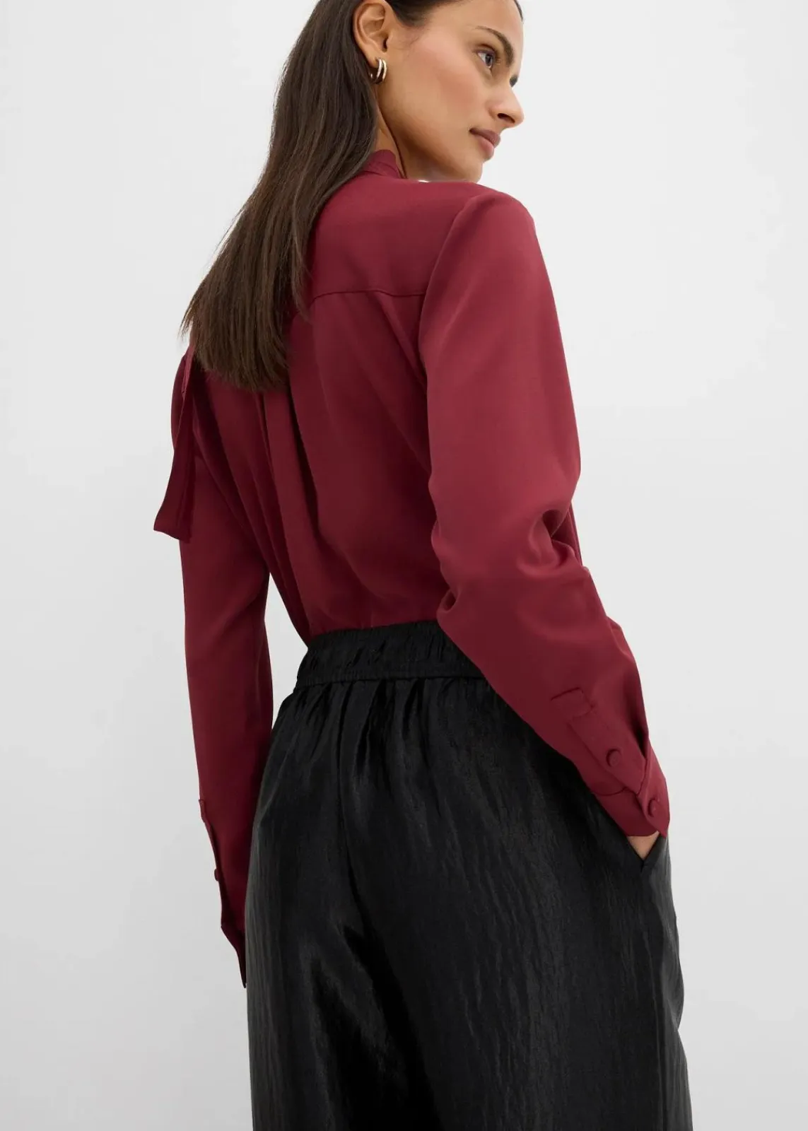 bonprix Bekleidung·Kleider|Hosen^Satinierte Palazzo-Hose mit Bequembund schwarz