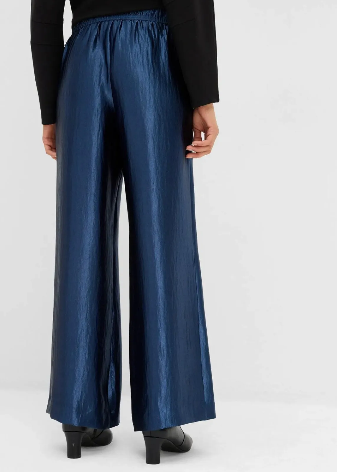 bonprix Hosen|Bekleidung·Kleider^Satinierte Palazzo-Hose mit Bequembund tiefblau
