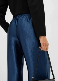 bonprix Hosen|Bekleidung·Kleider^Satinierte Palazzo-Hose mit Bequembund tiefblau