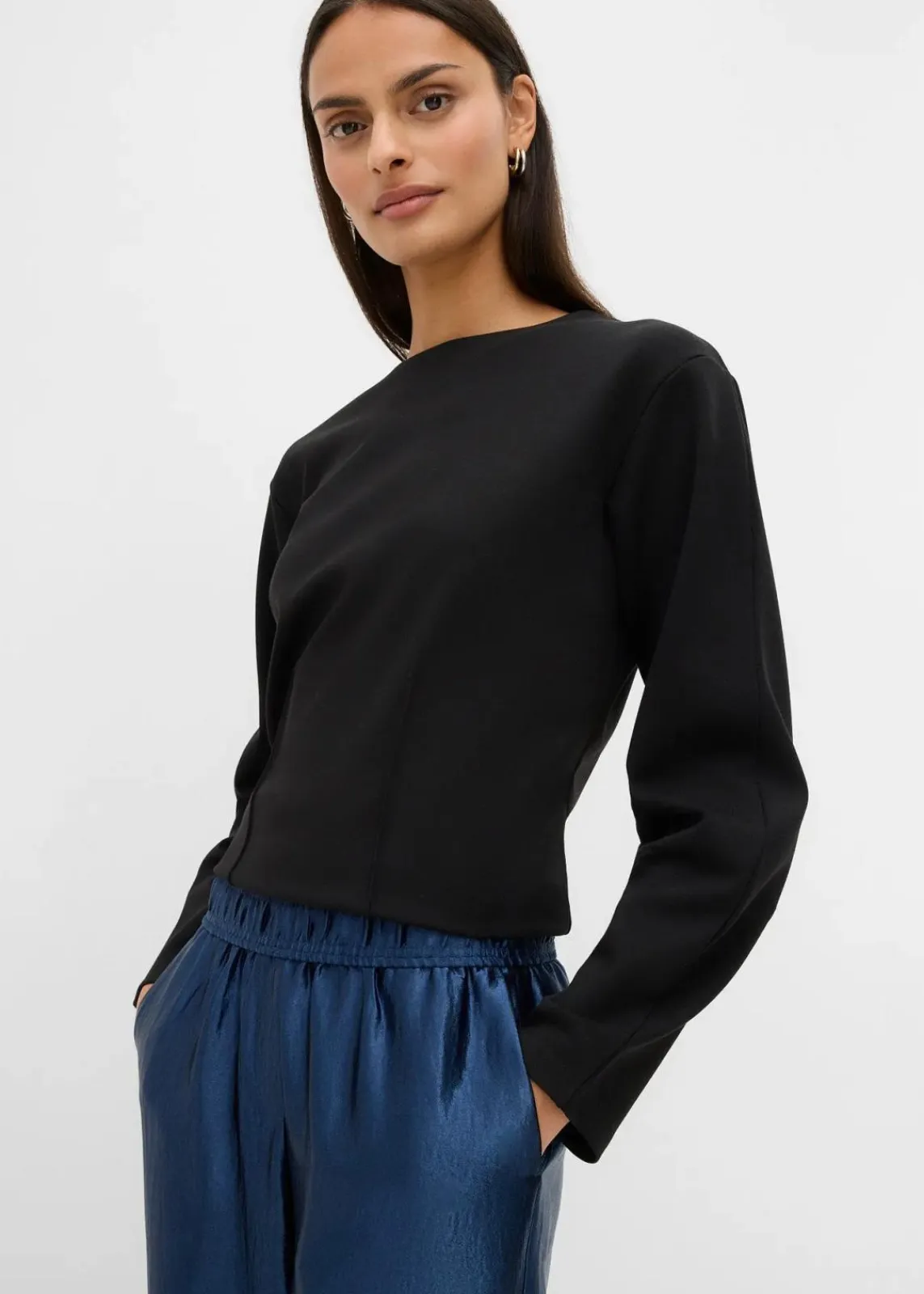 bonprix Hosen|Bekleidung·Kleider^Satinierte Palazzo-Hose mit Bequembund tiefblau