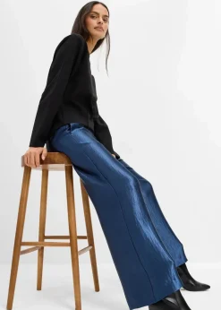 bonprix Hosen|Bekleidung·Kleider^Satinierte Palazzo-Hose mit Bequembund tiefblau