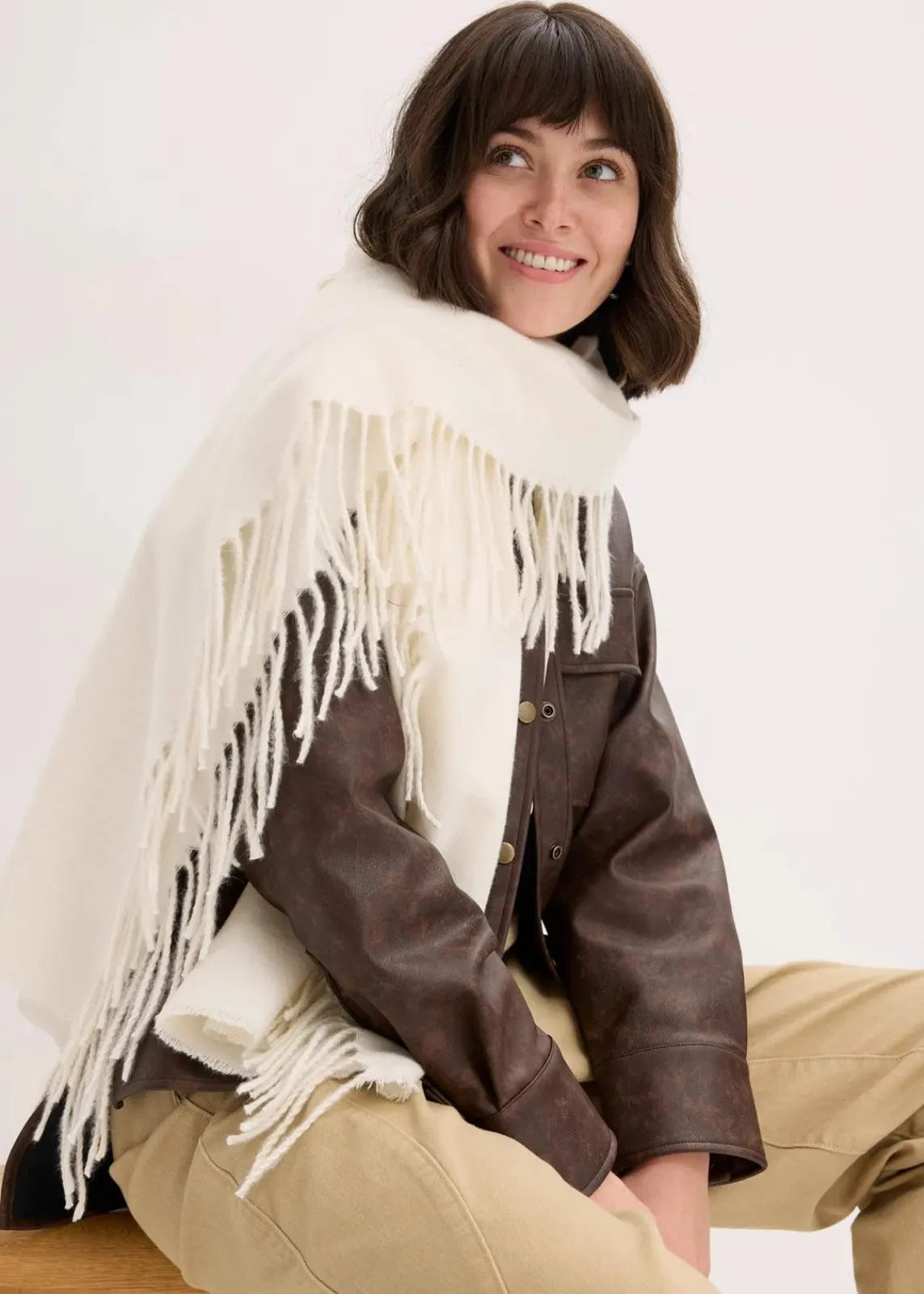 bonprix Schals & Tücher|Schuhe & Accessoires In Spezialgrößen·Tücher & Ponchos^Schal perlweiß