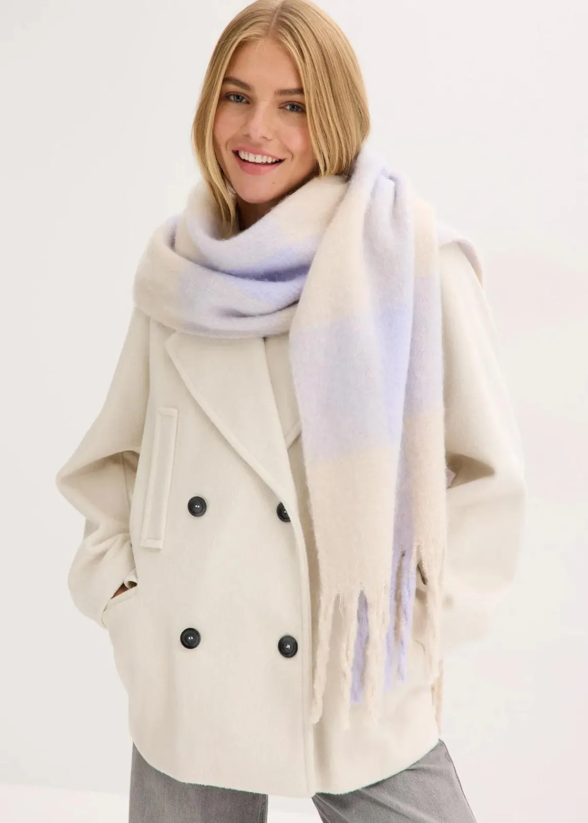 bonprix Nachhaltigere Materialien|Schuhe & Accessoires In Spezialgrößen·Tücher & Ponchos^Schal naturbeige/zartflieder