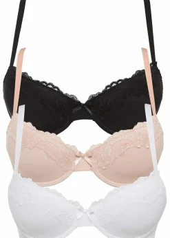 bonprix Große Cups D-H|Nachhaltigere Materialien^Schalen BH (3er Pack) schwarz + weiß + mattbeige