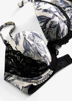 bonprix Große Cups D-H|Bhs^Schalen-BH aus bedrucktem Satin stahlgrau bedruckt