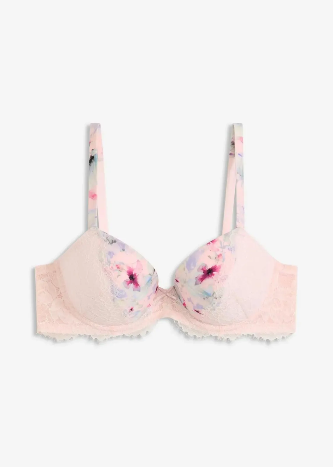 bonprix Große Cups D-H|Bhs^Schalen-BH aus glänzendem Material hellrosa geblümt