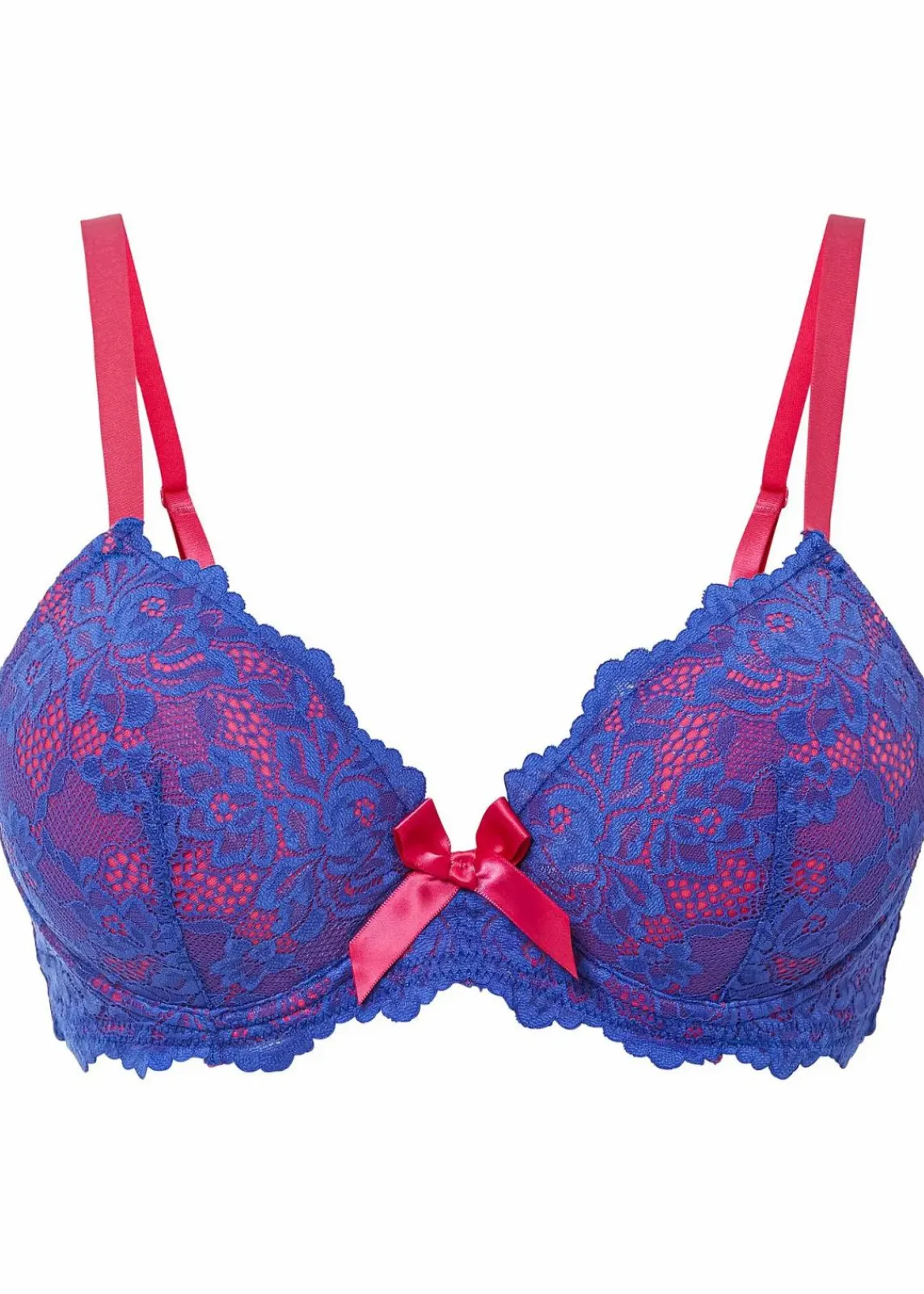 bonprix Wäsche·Dessous|Wäsche·Große Cups D-H^Schalen-BH aus recycelter Spitze edelsteinblau/pinklady