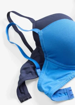 bonprix Wäsche·Baumwollunterwäsche|Nachhaltigere Materialien^Schalen-BH mit Bügel mit Bio-Baumwolle (2er Pack) dunkelblau + gletscherblau