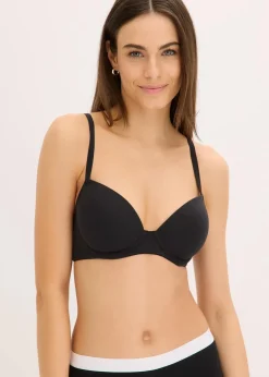 bonprix Wäsche·Baumwollunterwäsche|Nachhaltigere Materialien^Schalen-BH mit Bügel mit Bio-Baumwolle (2er Pack) schwarz + sandbeige