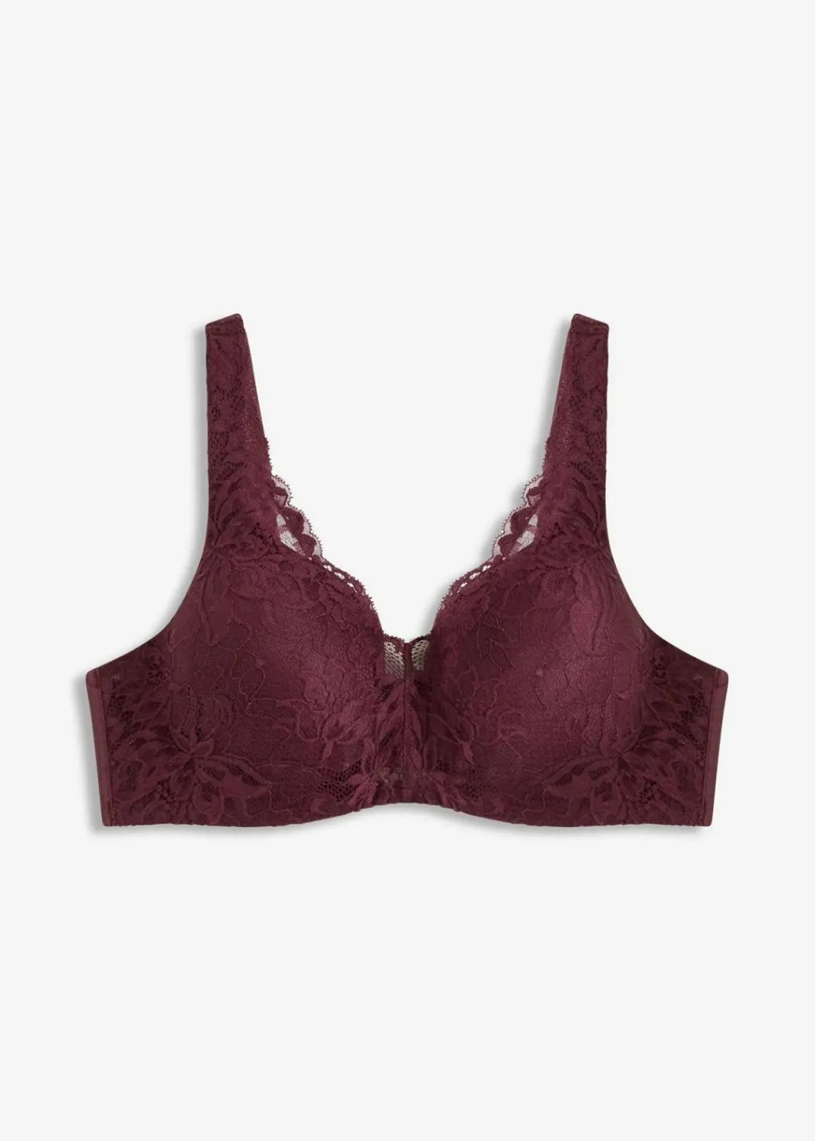 bonprix Große Cups D-H|Nachhaltigere Materialien^Schalen-BH mit gepolsterten Trägen und zarter Spitze weinrot