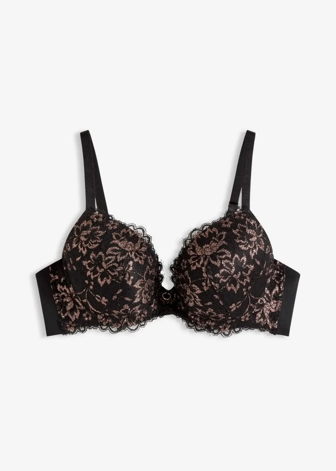 bonprix Große Cups D-H|Nachhaltigere Materialien^Schalen-BH mit Glitzergarn schwarz/kupfer