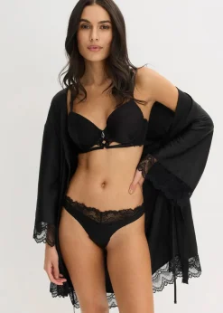 bonprix Große Cups D-H|Nachhaltigere Materialien^Schalen-BH mit zarter Spitze schwarz