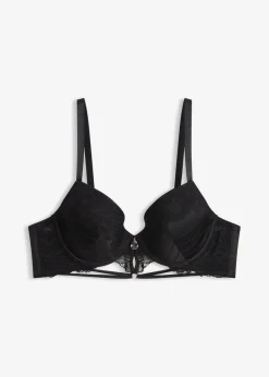 bonprix Große Cups D-H|Nachhaltigere Materialien^Schalen-BH mit zarter Spitze schwarz