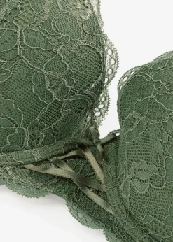bonprix Wäsche·Dessous|Wäsche·Große Cups D-H^Schalen-BH mit zarter Spitze dunkelkhaki