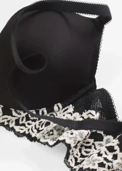 bonprix Große Cups D-H|Nachhaltigere Materialien^Schalen-BH mit zweifarbiger Spitze schwarz/wollweiß