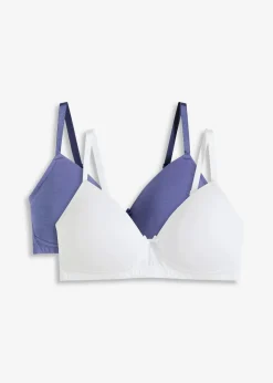 bonprix Wäsche·Baumwollunterwäsche|Nachhaltigere Materialien^Schalen-BH ohne Bügel mit Bio-Baumwolle (2er Pack) dunkelpazifik + weiß