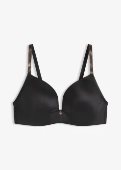 bonprix Dessous|Bhs^Schalen-BH ohne Bügel mit glitzernden Trägern schwarz