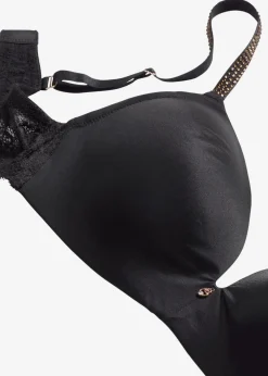 bonprix Bhs|Dessous^Schalen-BH ohne Bügel mit glitzernden Trägern schwarz