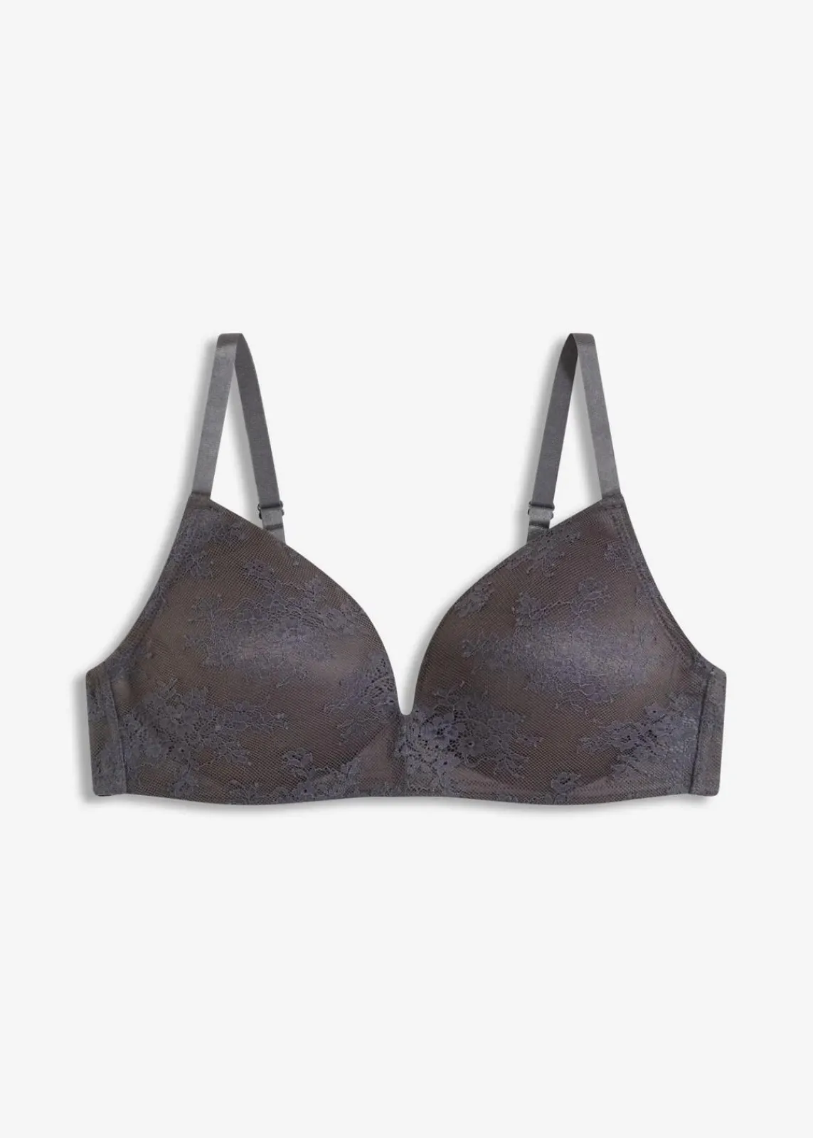 bonprix Dessous|Bhs^Schalen-BH ohne Bügel mit zarter Spitze schiefergrau