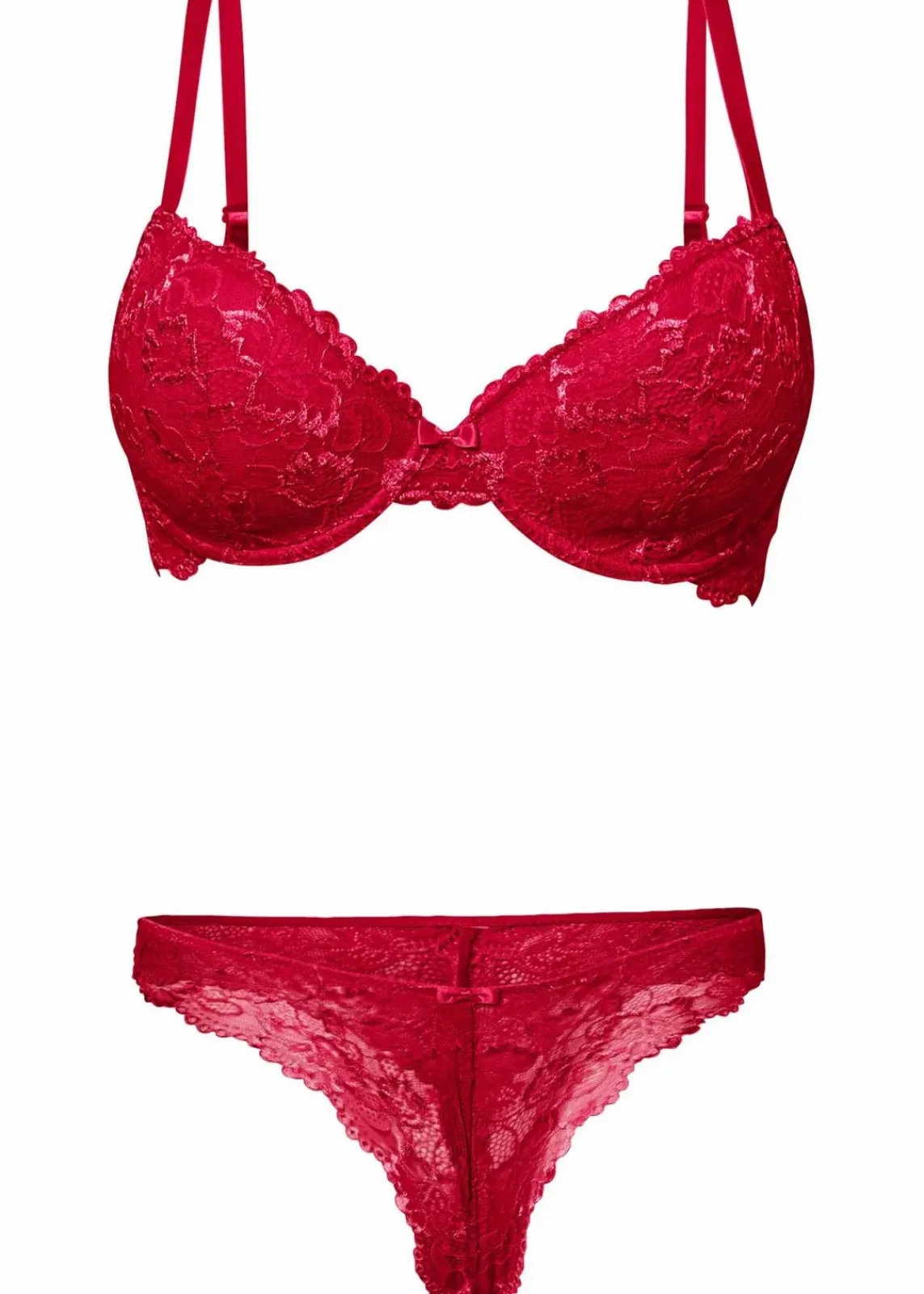 bonprix Wäsche·Dessous|Wäsche·Große Cups D-H^Schalen-BH +String aus zarter Spitze (2-tlg.Set) rot