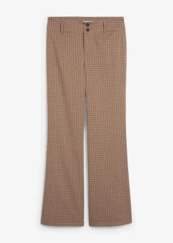 bonprix Nachhaltigere Materialien|Hosen^Schlaghose mit hohem Bund taupe/graubraun/dunkelbraun kariert