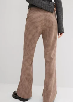 bonprix Nachhaltigere Materialien|Hosen^Schlaghose mit hohem Bund taupe/graubraun/dunkelbraun kariert