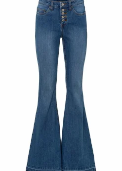 bonprix Bekleidung·Shirts & Tops|Jeans^Schlagjeans mit offenem Saumabschluss blau denim