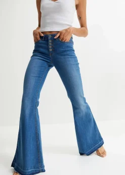 bonprix Bekleidung·Shirts & Tops|Jeans^Schlagjeans mit offenem Saumabschluss blau denim