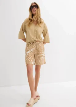bonprix Nachhaltigere Materialien|Hosen^Schlupf-Bermuda wollweiß/new beige bedruckt