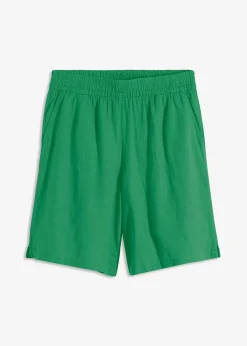 bonprix Nachhaltigere Materialien|Hosen^Schlupf-Bermuda aus luftigem Leinen-Mix opalgrün