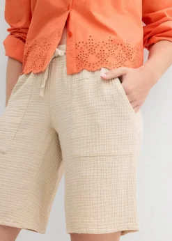 bonprix Bekleidung·Outdoorbekleidung|Bekleidung·Kleider^Schlupf-Bermuda aus Musselin hellsand