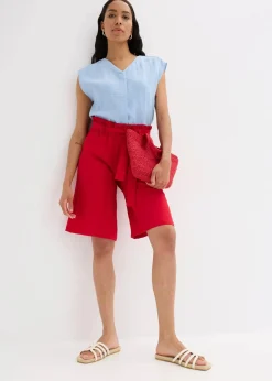 bonprix Bekleidung·Outdoorbekleidung|Bekleidung·Kleider^Schlupf-Bermuda aus Viskose-Mix tiefrot