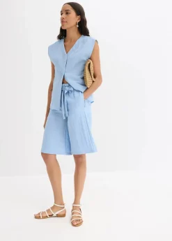 bonprix Nachhaltigere Materialien|Hosen^Schlupf-Bermuda aus Viskose-Mix hellblau