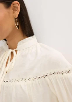 bonprix Blusen & Tuniken|Bekleidung·Jacken & Mäntel^Schlupfbluse aus feinem Viskose-Mix perlweiß