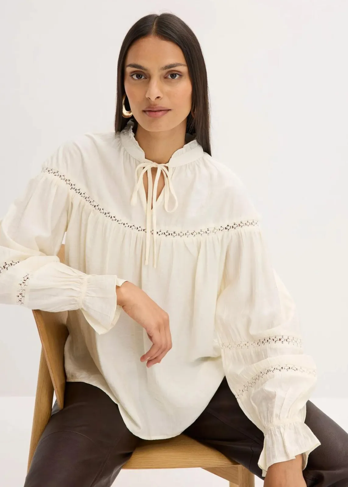 bonprix Blusen & Tuniken|Bekleidung·Jacken & Mäntel^Schlupfbluse aus feinem Viskose-Mix perlweiß