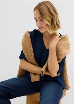 bonprix Bekleidung·Jacken & Mäntel|Blusen & Tuniken^Schlupfbluse aus fließender Viskose dunkelblau