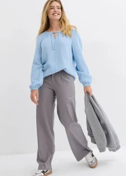 bonprix Blusen & Tuniken|Bekleidung·Jacken & Mäntel^Schlupfbluse aus luftigem Musselin hellblau