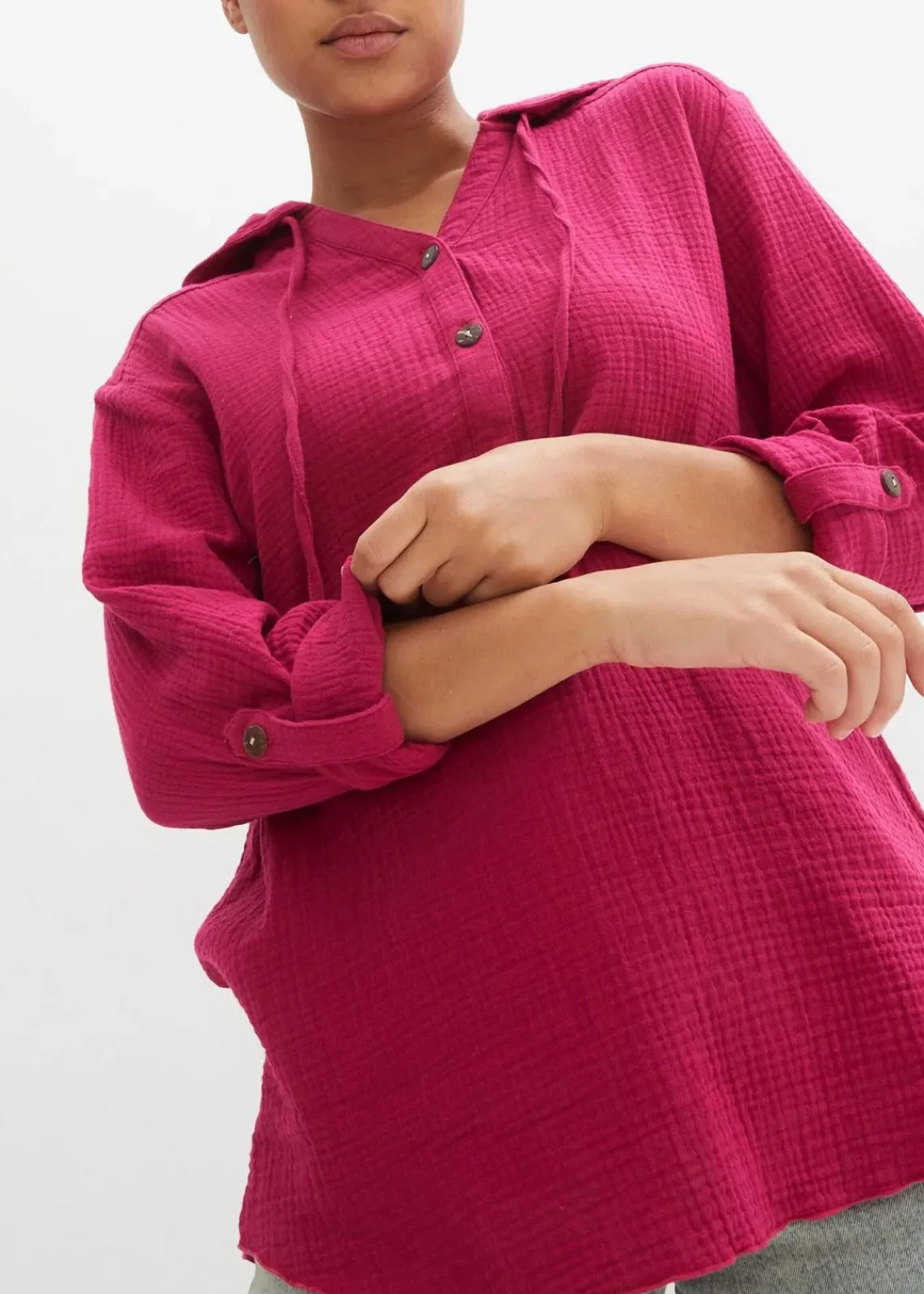 bonprix Bekleidung·Jacken & Mäntel|Blusen & Tuniken^Schlupfbluse aus luftigem Musselin beerenrot