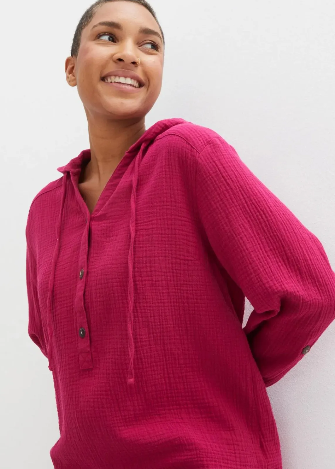 bonprix Bekleidung·Jacken & Mäntel|Blusen & Tuniken^Schlupfbluse aus luftigem Musselin beerenrot