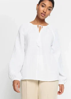 bonprix Bekleidung·Jacken & Mäntel|Blusen & Tuniken^Schlupfbluse aus luftigem Musselin weiß