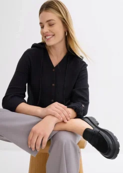 bonprix Blusen & Tuniken|Bekleidung·Jacken & Mäntel^Schlupfbluse aus luftigem Musselin schwarz